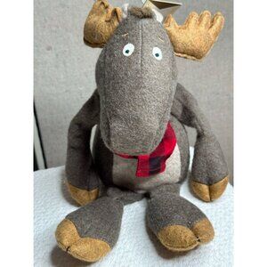 Hallmark Moose Broose Plush Toy Stuffed Animal With Red Plaid Scarf 14" Tall